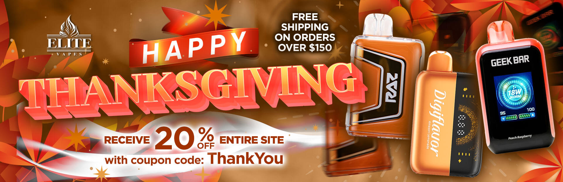 Elite Vapes Thanksgiving Sale Banner